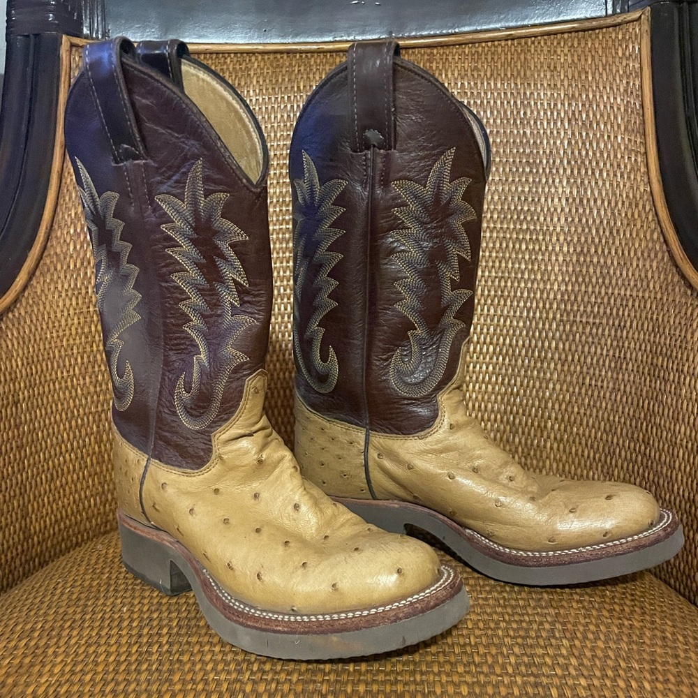 Justin Boots Two-Tone Brown and Tan Western Boots